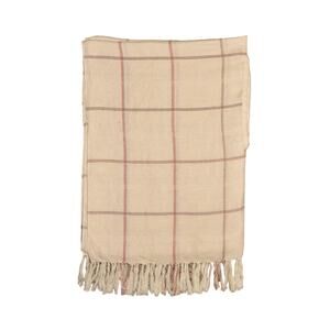 MADEWELL $58 Windowpane Fringe Cotton Scarf w/ Armholes‎ Ivory 75" x 27"